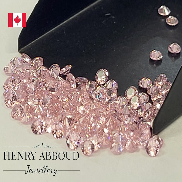 Pink Round Faceted Brilliant Full Cut CZ Stones