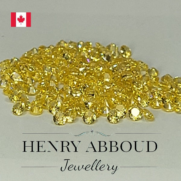 Yellow Round Faceted Brilliant Full Cut CZ Stones