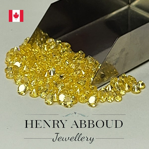 Yellow Round Faceted Brilliant Full Cut CZ Stones