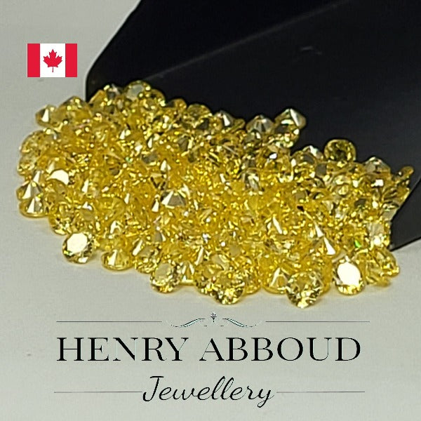 Yellow Round Faceted Brilliant Full Cut CZ Stones