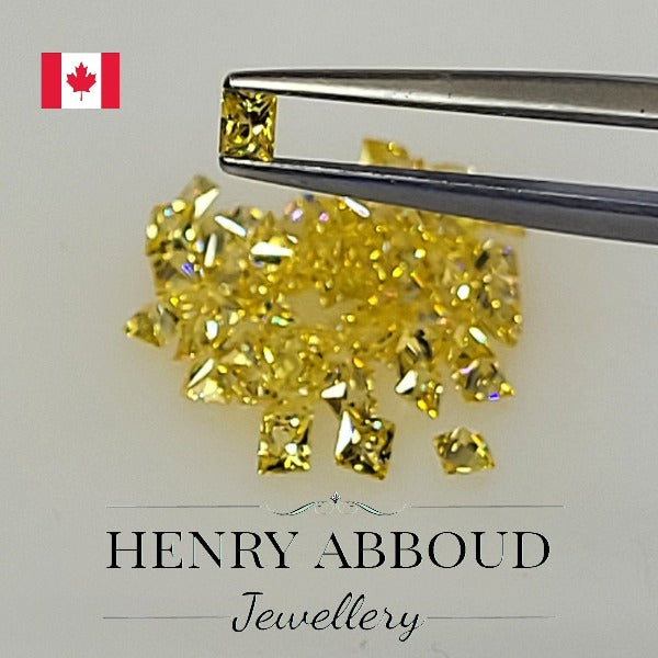 Yellow Faceted Princess Cut CZ Stones