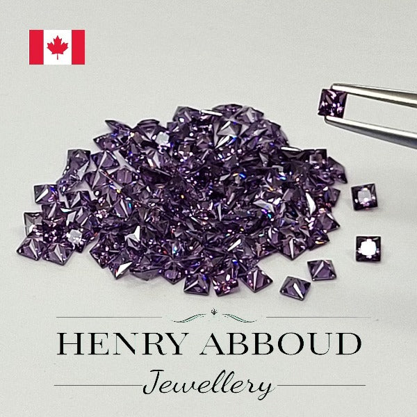 Purple Faceted Princess Cut CZ Stones