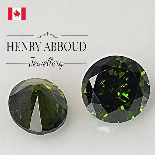 Olive Green Oval Faceted Full Cut CZ Stones