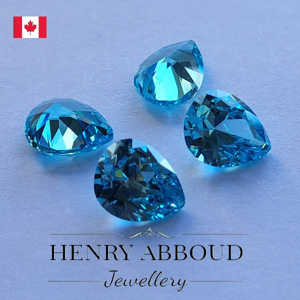 Blue Pear Shape Faceted Full Cut CZ Stones