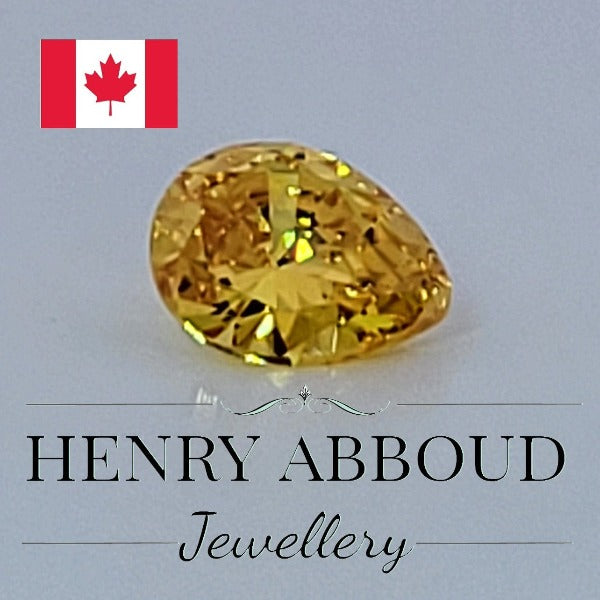 Yellow Pear Shape Faceted Full Cut CZ Stones