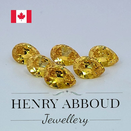 Yellow Pear Shape Faceted Full Cut CZ Stones