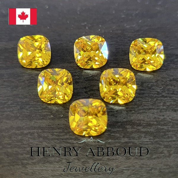 Yellow Cushion Cut Faceted Brilliant Full Cut CZ Stones