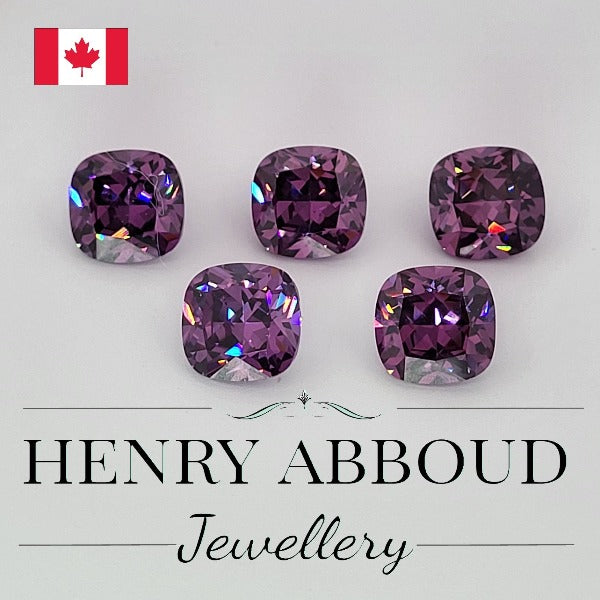 Purple Cushion Cut Faceted Brilliant Full Cut CZ Stones