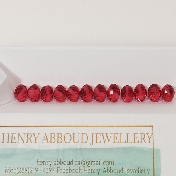 Lot of 5 High Quality Drilled Faceted 5.80mm Red Glass Balls For Jewelry Making