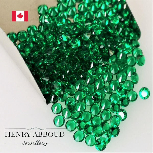 Green Round Faceted Brilliant Full Cut Nano Stones