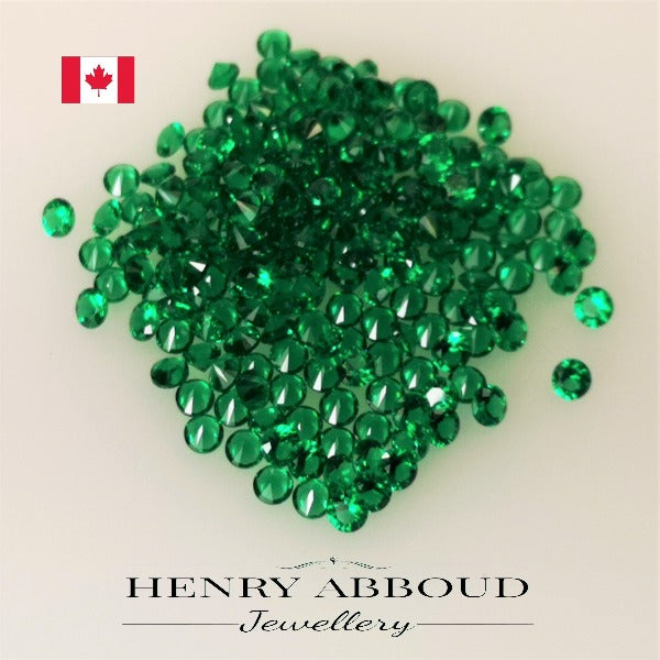 Green Round Faceted Brilliant Full Cut Nano Stones