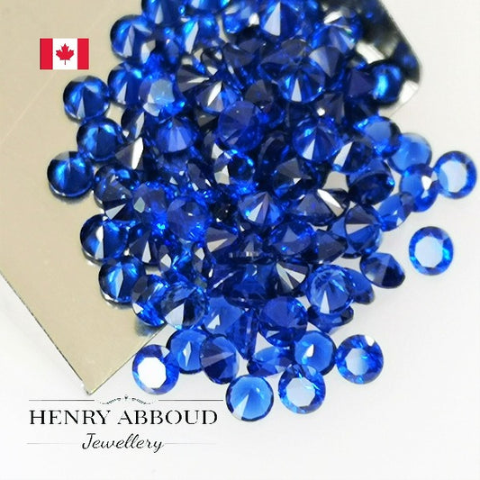 Dark Blue Round Faceted Brilliant Full Cut Nano Stones (Blue Sapphire Color)