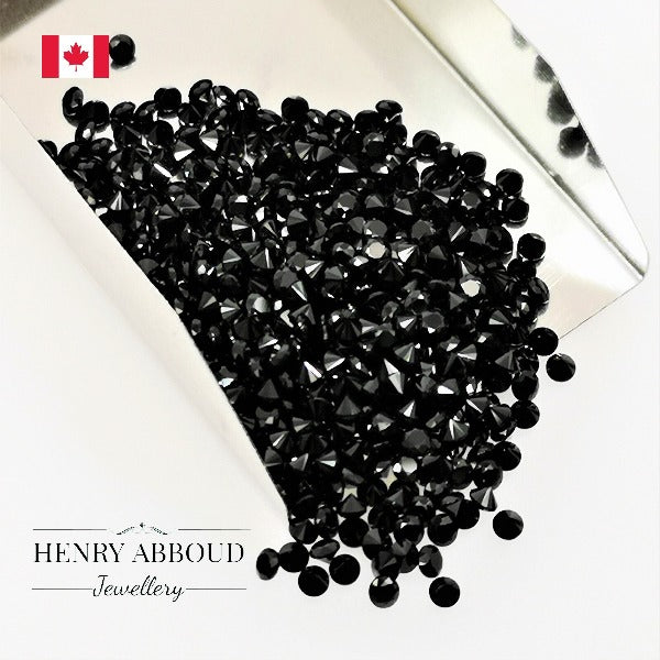 Black Round Faceted Brilliant Full Cut Nano Stones