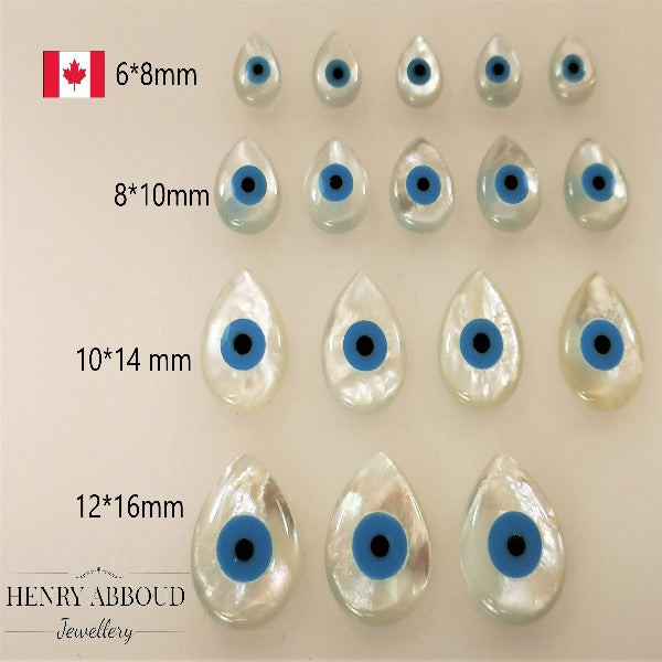 Drilled White Tear Drop Turkish Evil Eye Sea Shells