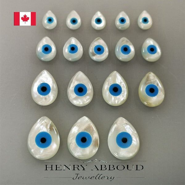 Drilled White Tear Drop Turkish Evil Eye Sea Shells