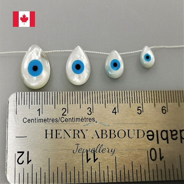 Drilled White Tear Drop Turkish Evil Eye Sea Shells