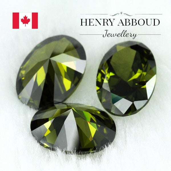 Olive Green Oval Faceted Full Cut CZ Stones