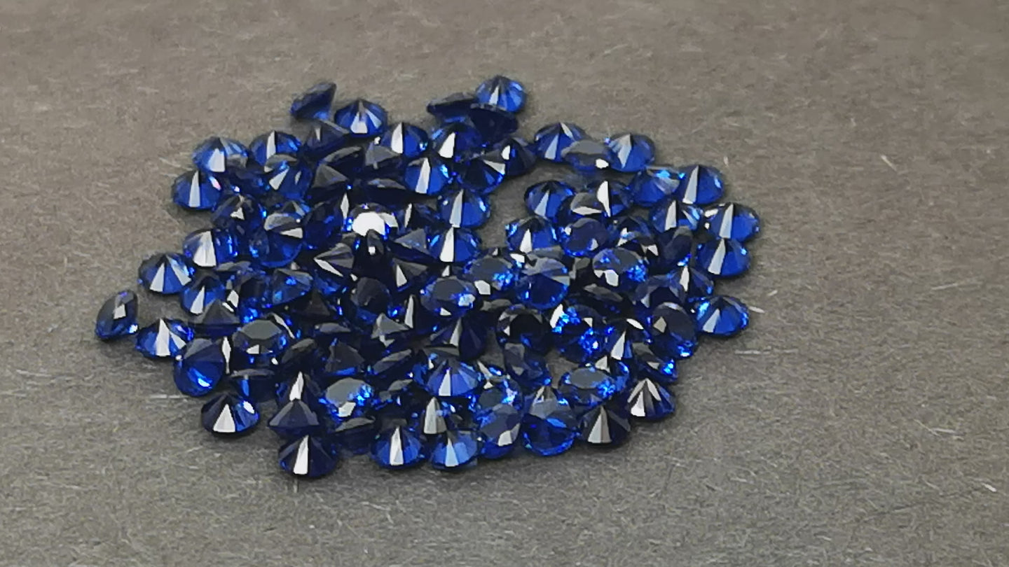 Dark Blue Round Faceted Brilliant Full Cut Nano Stones (Blue Sapphire Color)