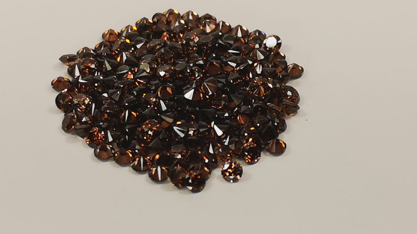 Brown Round Faceted Brilliant Full Cut Nano Stones