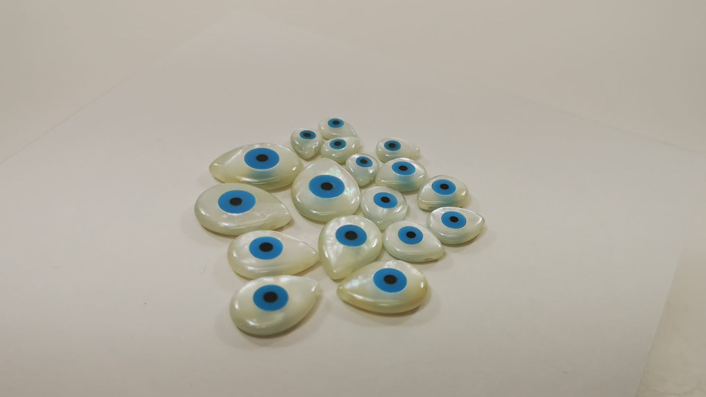 Drilled White Tear Drop Turkish Evil Eye Sea Shells