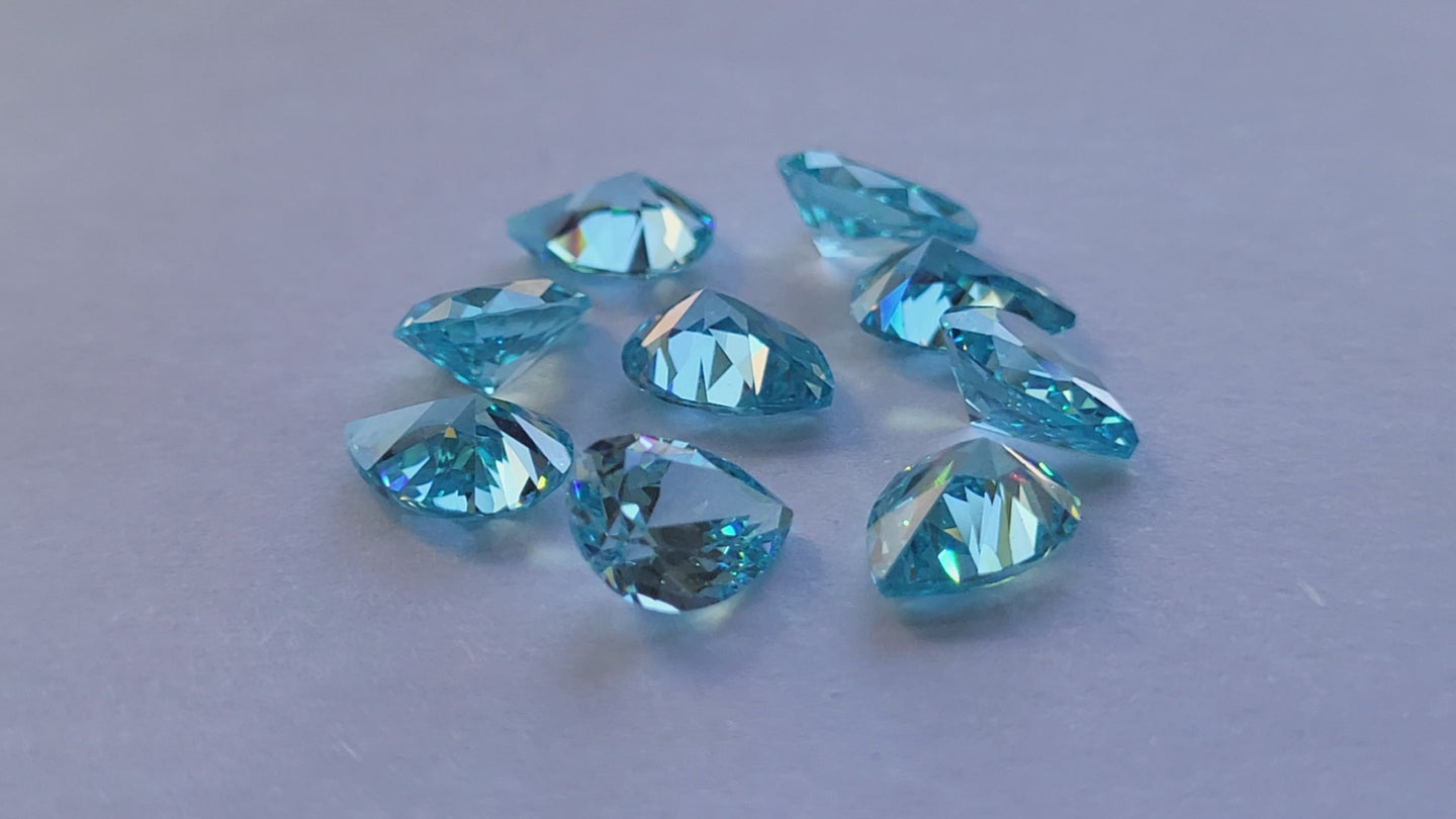 Blue Pear Shape Faceted Full Cut CZ Stones