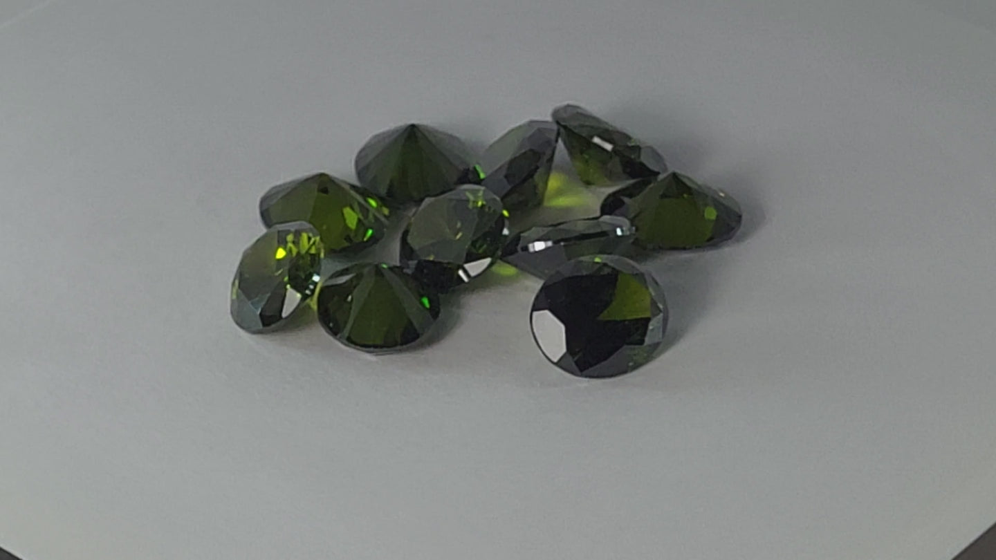 Olive Green Oval Faceted Full Cut CZ Stones